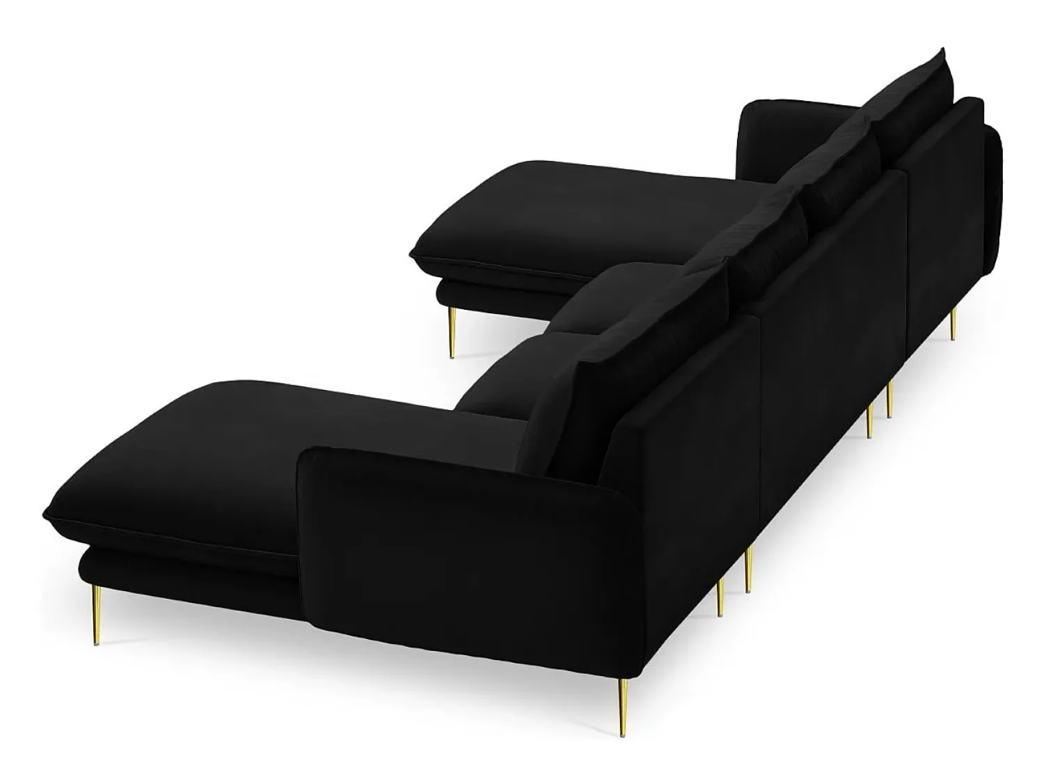 Sofá*Cosmopolitan Design - Sofá panorâmico "Vienna" 6 lugares em veludo - 350x170x95cm Preto