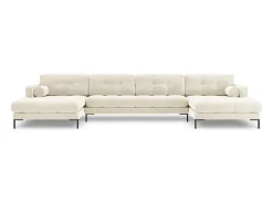 Hot Cosmopolitan Design - Sofá panorâmico "Bali" 7 lugares em veludo claro - 383x185x75cm Bege
