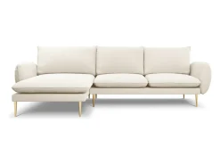 Sofá|Cosmopolitan Design - Sofá de canto esquerdo "Vienna" 5 lugares em tecido bouclé - 255x170x95cm Bege