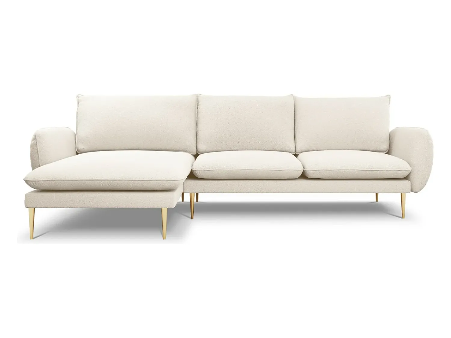 Sofá|Cosmopolitan Design - Sofá de canto esquerdo "Vienna" 5 lugares em tecido bouclé - 255x170x95cm Bege