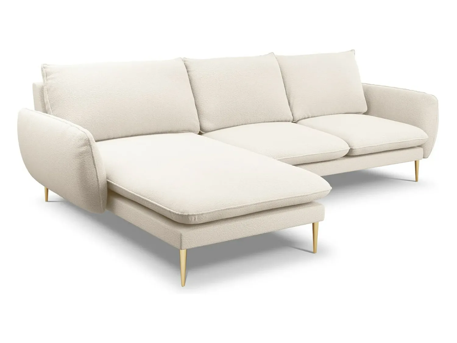Sofá|Cosmopolitan Design - Sofá de canto esquerdo "Vienna" 5 lugares em tecido bouclé - 255x170x95cm Bege