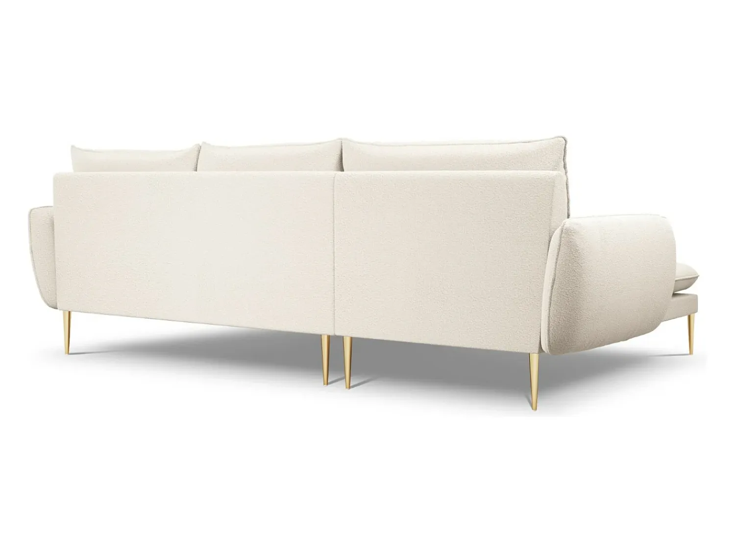 Sofá|Cosmopolitan Design - Sofá de canto esquerdo "Vienna" 5 lugares em tecido bouclé - 255x170x95cm Bege