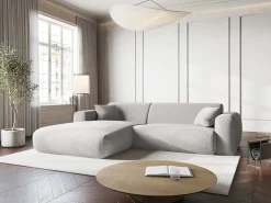 Sofá|Cosmopolitan Design - Sofá de canto esquerdo "Nolio" 4 lugares em tecido chenille cinza claro - 235x170x72cm Cinzento claro