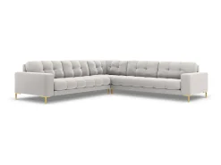 Sofá|Cosmopolitan Design - Sofá de canto simétrico "Bali" 6 lugares em veludo prata - 256x256x75cm Prateado