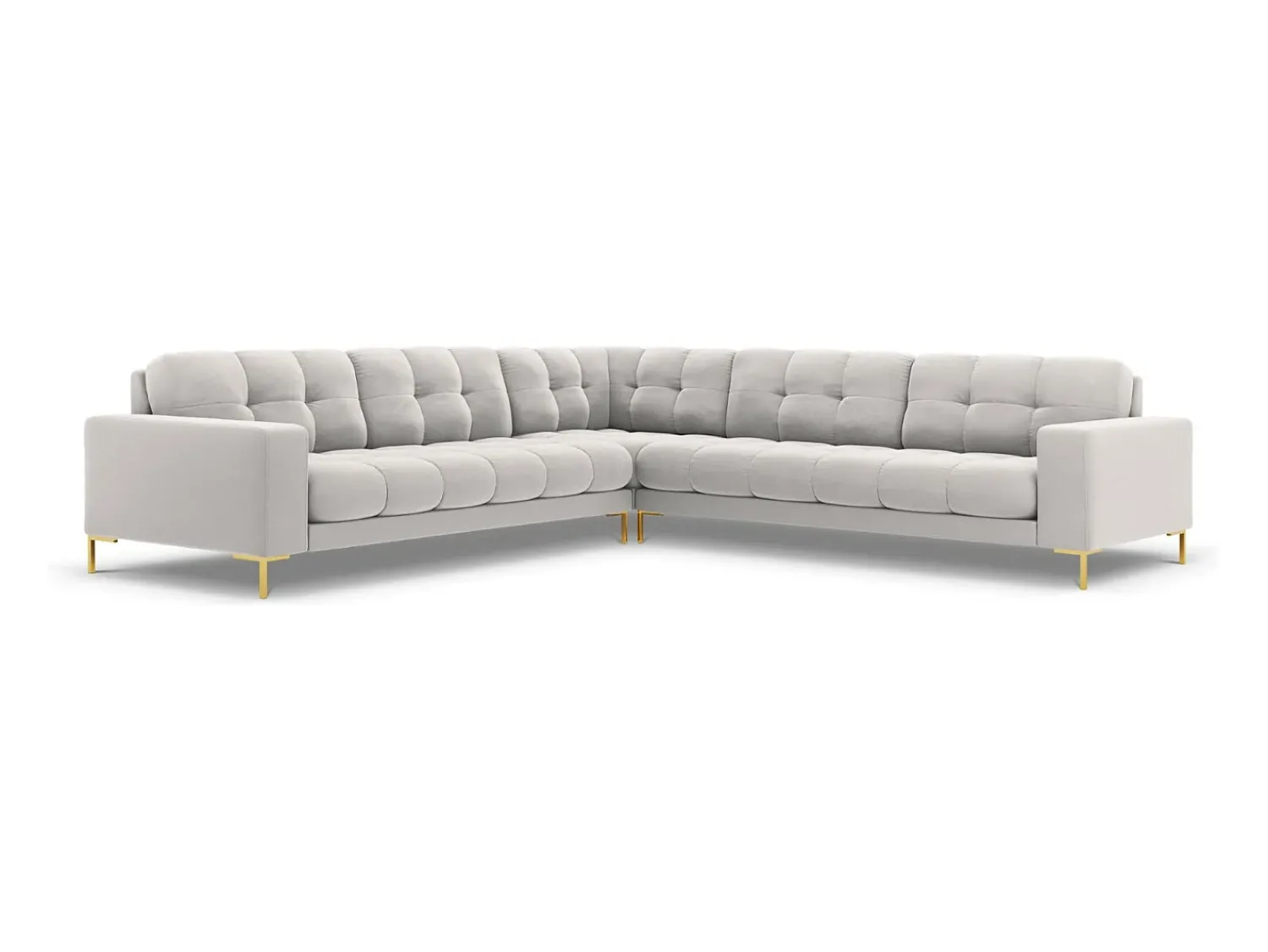 Sofá|Cosmopolitan Design - Sofá de canto simétrico "Bali" 6 lugares em veludo prata - 256x256x75cm Prateado