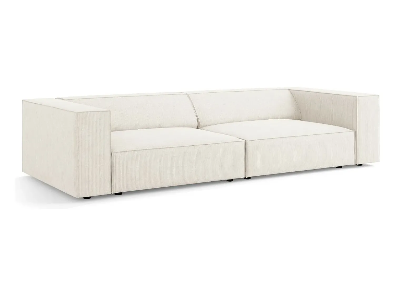 Cosmopolitan Design - Sofá "Arendal" 4 lugares em tecido chenille com efeito canelado - 244x102x70cm^ Sofá