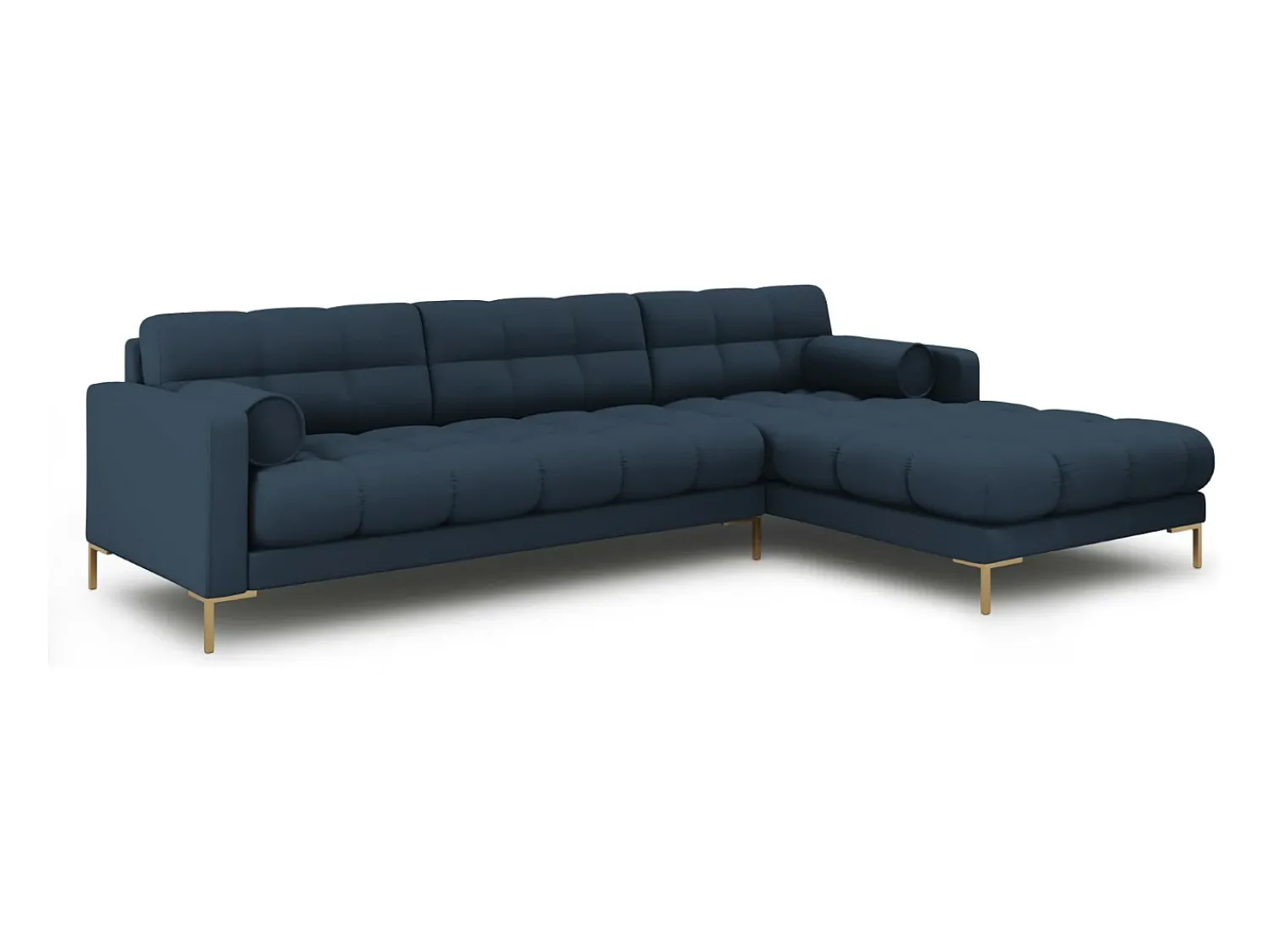 Sofá*Cosmopolitan Design - Sofá de canto direito "Bali" 5 lugares em tecido estrutural - 293x185x75cm Azul