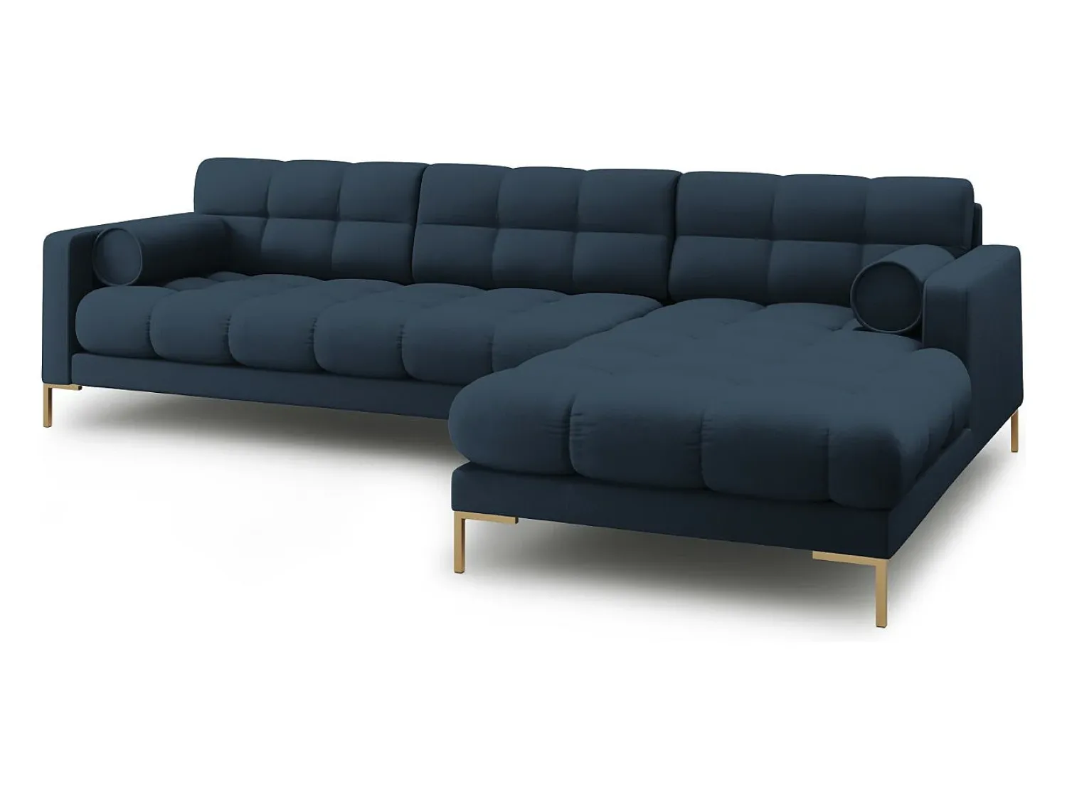 Sofá*Cosmopolitan Design - Sofá de canto direito "Bali" 5 lugares em tecido estrutural - 293x185x75cm Azul