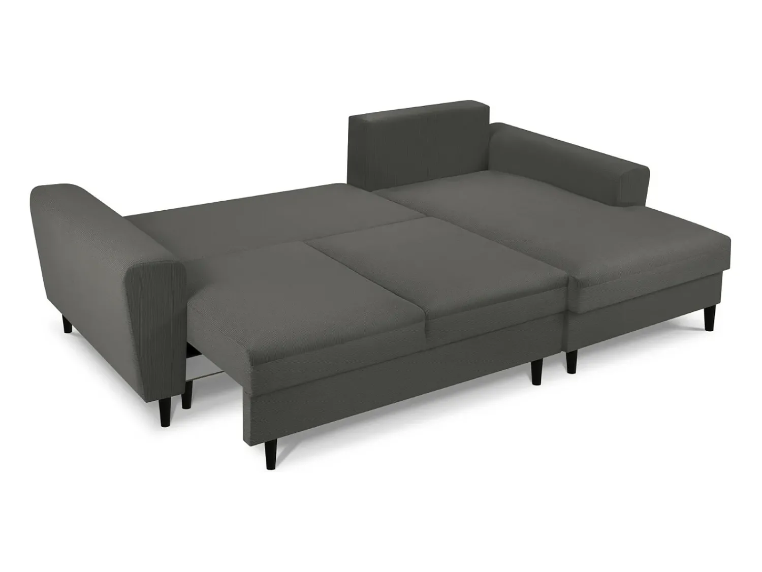 Cosmopolitan Design - Sofá convertível de canto direito com caixa de arrumação "Kyoto" 4 lugares em veludo cotelê cinza - 241x145x88cm Cinzento