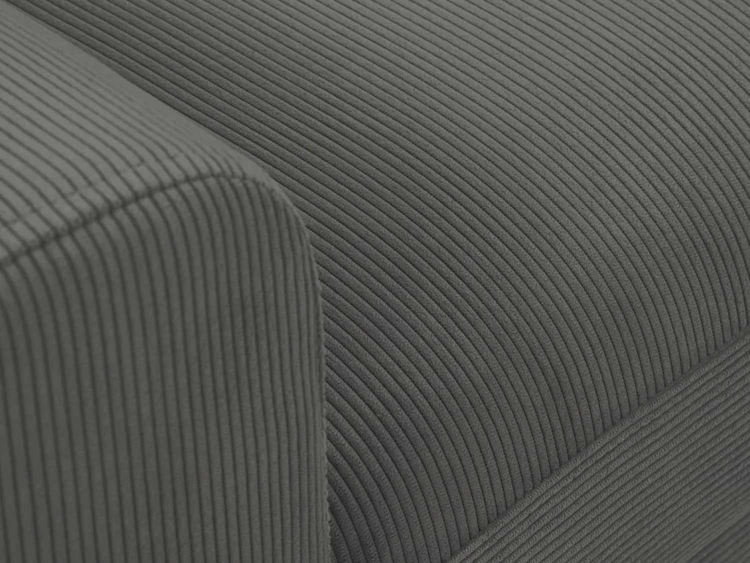 Cosmopolitan Design - Sofá convertível de canto direito com caixa de arrumação "Kyoto" 4 lugares em veludo cotelê cinza - 241x145x88cm Cinzento