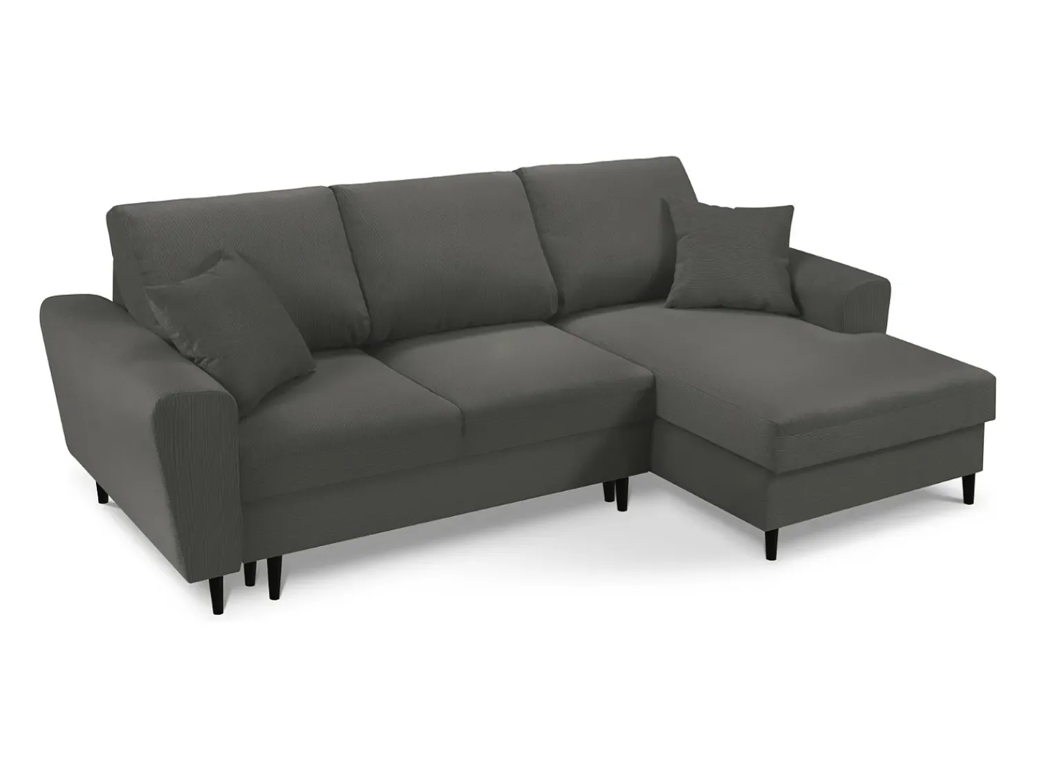 Cosmopolitan Design - Sofá convertível de canto direito com caixa de arrumação "Kyoto" 4 lugares em veludo cotelê cinza - 241x145x88cm Cinzento