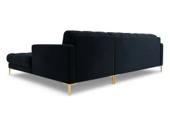 Clearance Cosmopolitan Design - Sofá de canto direito "Bali" 5 lugares em veludo - 293x185x75cm Azul escuro