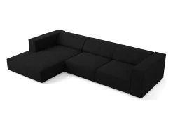 Outlet Cosmopolitan Design - Sofá de canto esquerdo "Arendal" 4 lugares em tecido chenille com efeito canelado - 284x166x70cm Preto