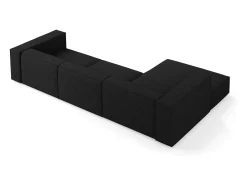 Outlet Cosmopolitan Design - Sofá de canto esquerdo "Arendal" 4 lugares em tecido chenille com efeito canelado - 284x166x70cm Preto