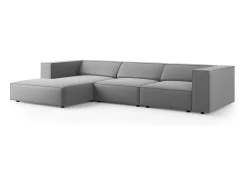 Sofá|Cosmopolitan Design - Sofá de canto esquerdo "Arendal" 4 lugares em veludo cinza claro - 284x166x70cm Cinzento claro