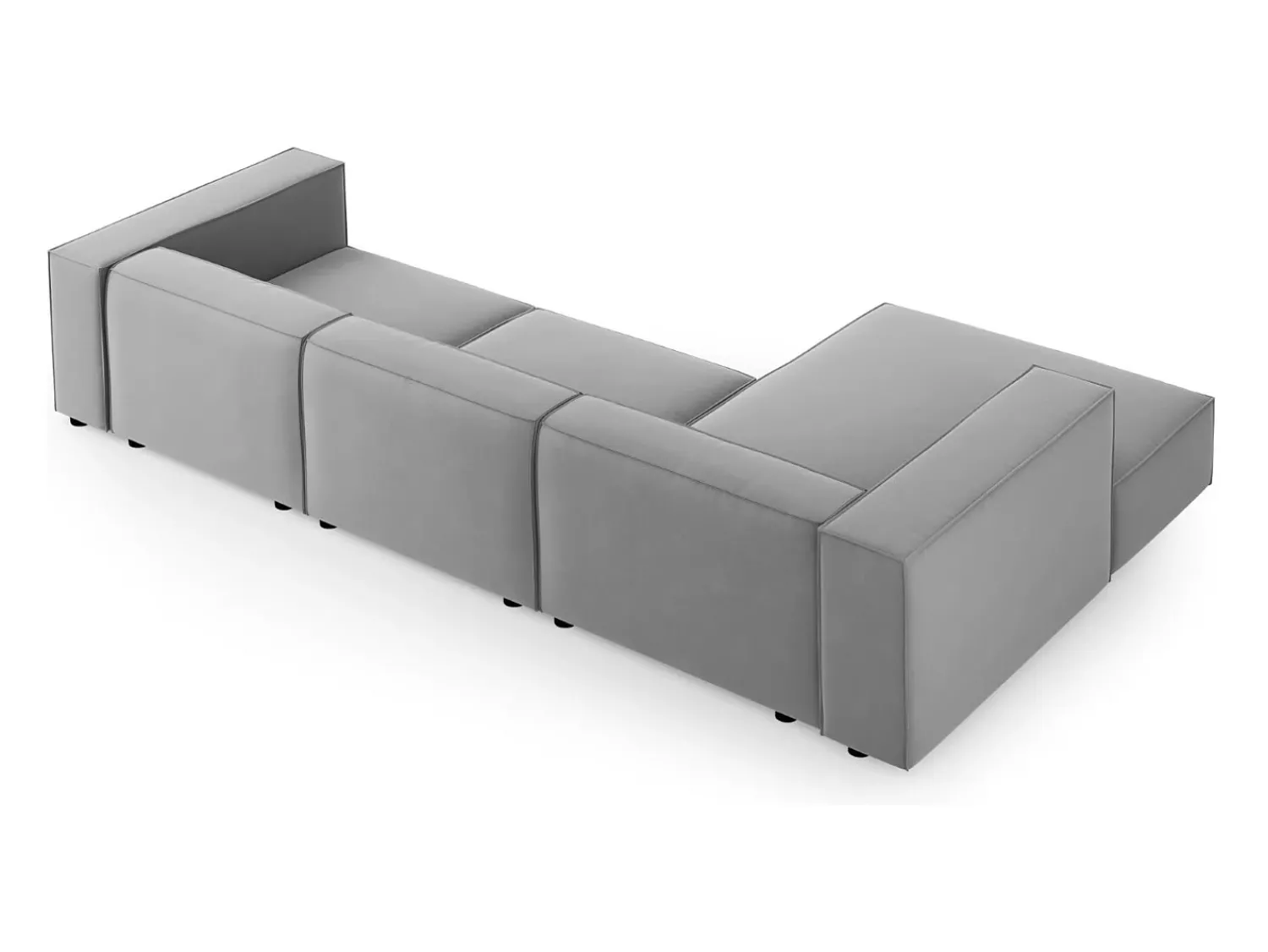 Sofá|Cosmopolitan Design - Sofá de canto esquerdo "Arendal" 4 lugares em veludo cinza claro - 284x166x70cm Cinzento claro