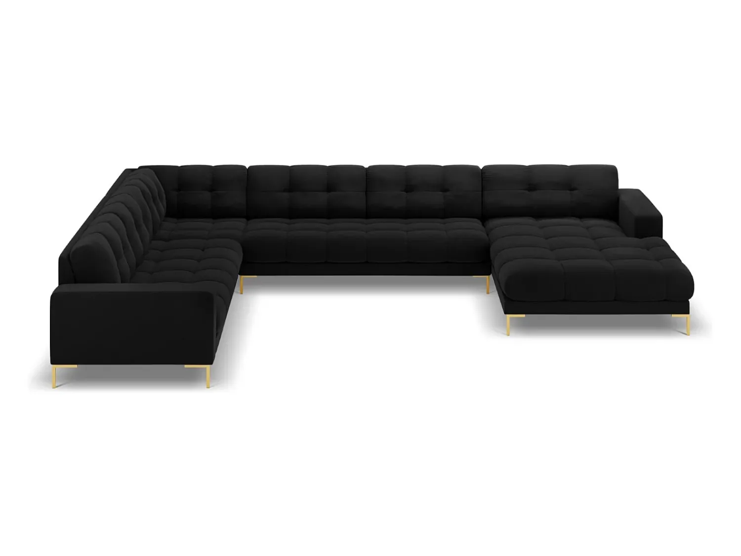 Sofá|Cosmopolitan Design - Sofá de canto panorâmico à esquerda "Bali" 7 lugares em veludo - 327x256x75cm Preto