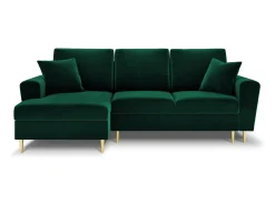 Best Cosmopolitan Design - Sofá convertível de canto esquerdo com caixa de arrumação "Kyoto" 4 lugares em veludo verde garrafa - 241x145x88cm Verde pinho