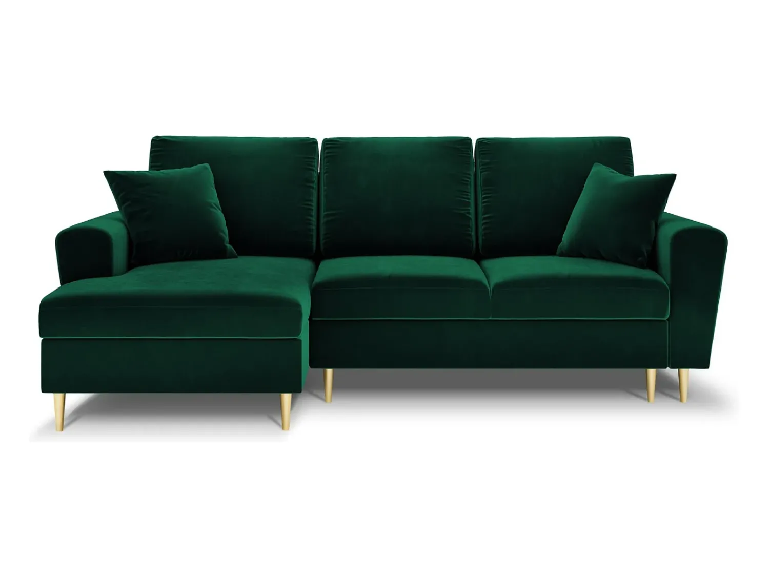 Best Cosmopolitan Design - Sofá convertível de canto esquerdo com caixa de arrumação "Kyoto" 4 lugares em veludo verde garrafa - 241x145x88cm Verde pinho
