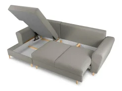 Cosmopolitan Design - Sofá convertível de canto esquerdo com caixa de arrumação "Kyoto" 4 lugares em tecido bouclé cinza - 241x145x88cm^ Sofá