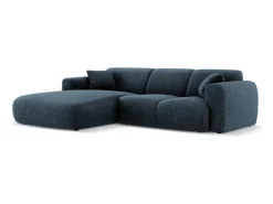 Sofá|Cosmopolitan Design - Sofá de canto esquerdo "Nolio" 4 lugares em tecido chenille azul real - 260x170x72cm Azul escuro