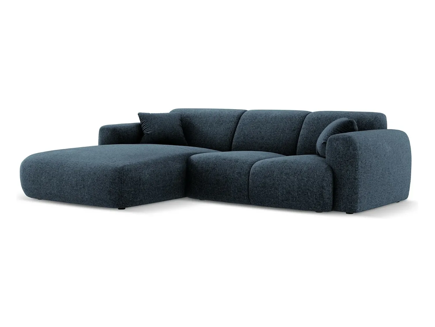 Sofá|Cosmopolitan Design - Sofá de canto esquerdo "Nolio" 4 lugares em tecido chenille azul real - 260x170x72cm Azul escuro