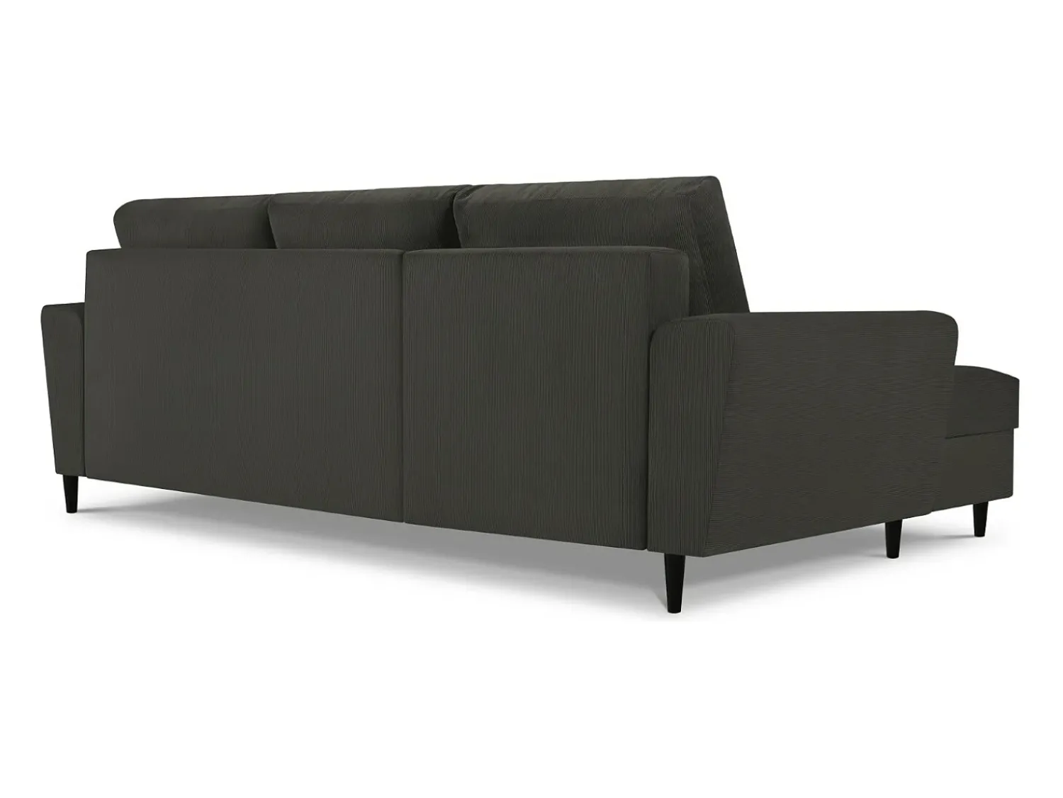 Sofá*Cosmopolitan Design - Sofá convertível de canto esquerdo com caixa de arrumação "Kyoto" 4 lugares em veludo cotelê - 241x145x88cm Preto