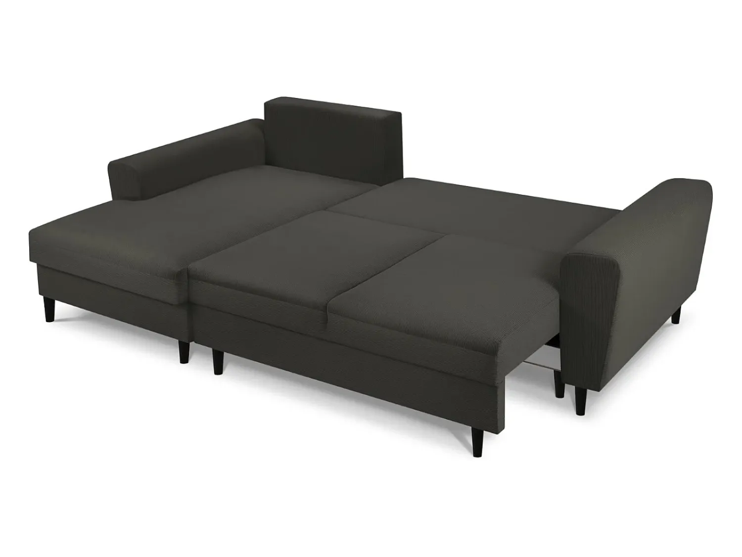 Sofá*Cosmopolitan Design - Sofá convertível de canto esquerdo com caixa de arrumação "Kyoto" 4 lugares em veludo cotelê - 241x145x88cm Preto