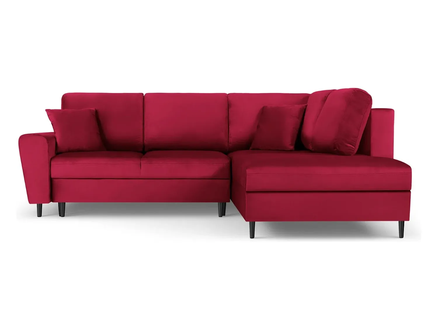 Sofá|Cosmopolitan Design - Sofá convertível de canto direito com caixa de arrumação "Kyoto" 5 lugares em veludo - 243x194x88cm Vermelho