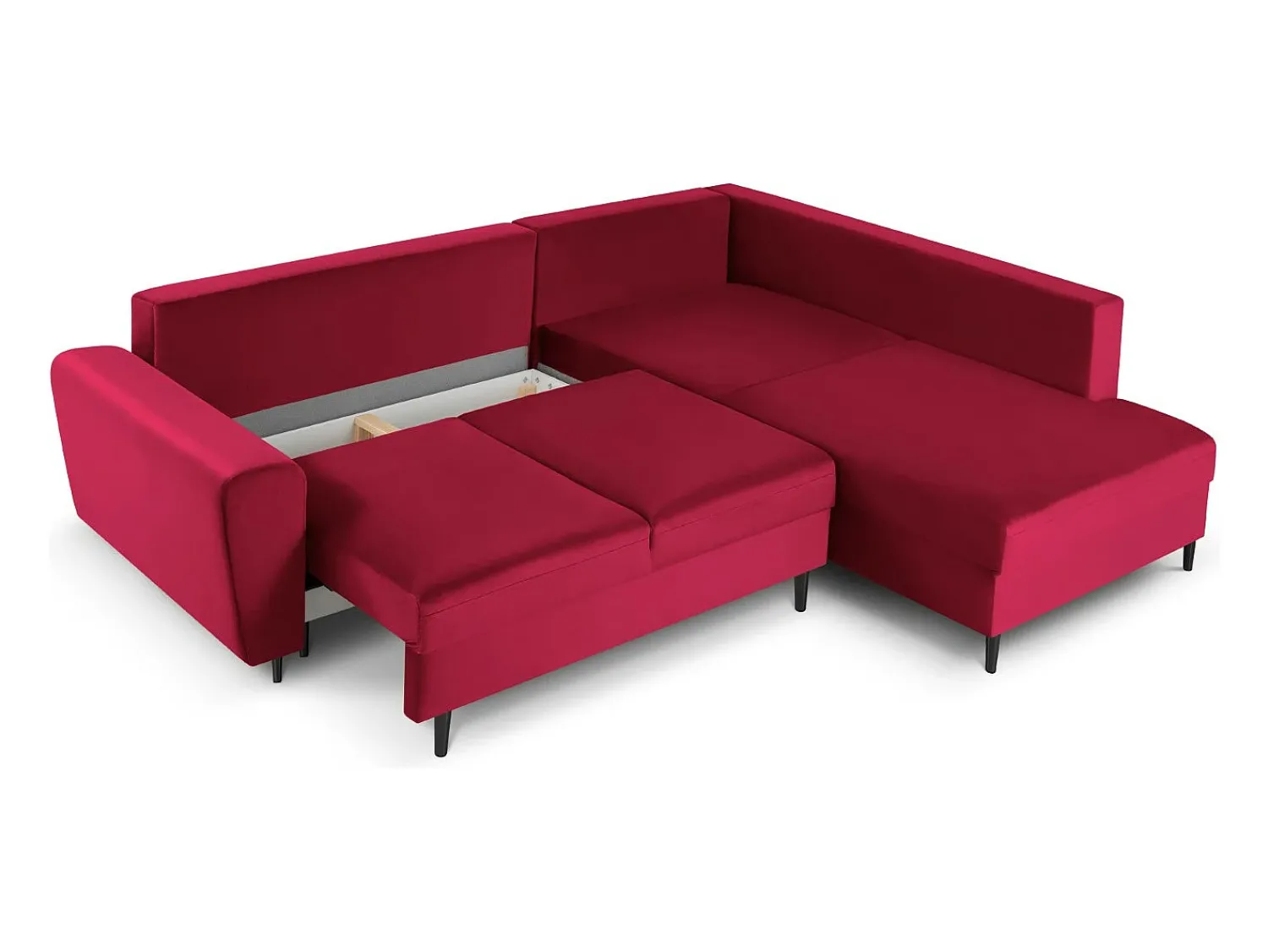 Sofá|Cosmopolitan Design - Sofá convertível de canto direito com caixa de arrumação "Kyoto" 5 lugares em veludo - 243x194x88cm Vermelho