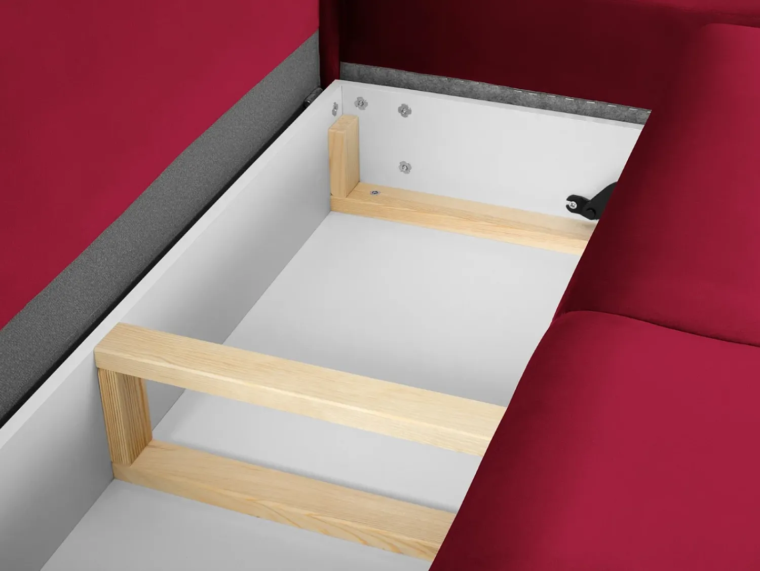 Sofá|Cosmopolitan Design - Sofá convertível de canto direito com caixa de arrumação "Kyoto" 5 lugares em veludo - 243x194x88cm Vermelho