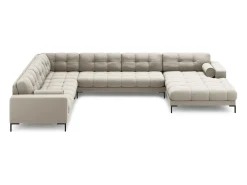 Sofá|Cosmopolitan Design - Sofá de canto panorâmico à esquerda "Bali" 7 lugares em tecido estrutural - 327x256x75cm Bege