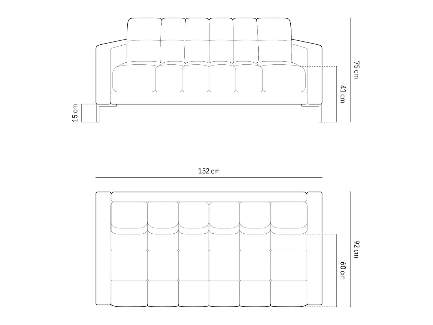 Cosmopolitan Design - Sofá "Bali" 2 lugares em tecido estrutural - 152x92x75cm^ Sofá