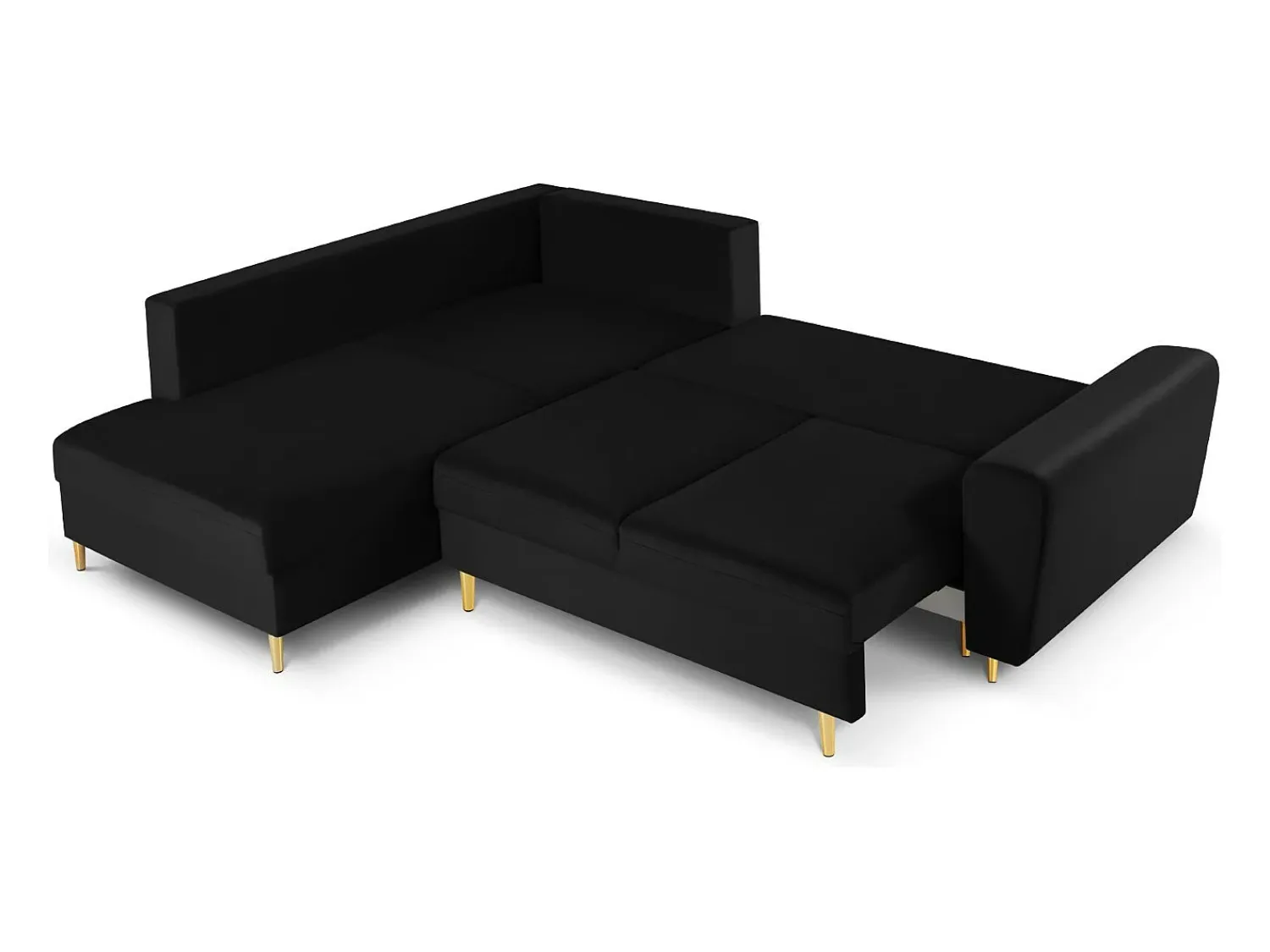 Cosmopolitan Design - Sofá convertível de canto esquerdo com caixa de arrumação "Kyoto" 5 lugares em veludo - 243x194x88cm^ Sofá
