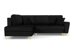 Cosmopolitan Design - Sofá convertível de canto esquerdo com caixa de arrumação "Kyoto" 5 lugares em veludo - 243x194x88cm^ Sofá