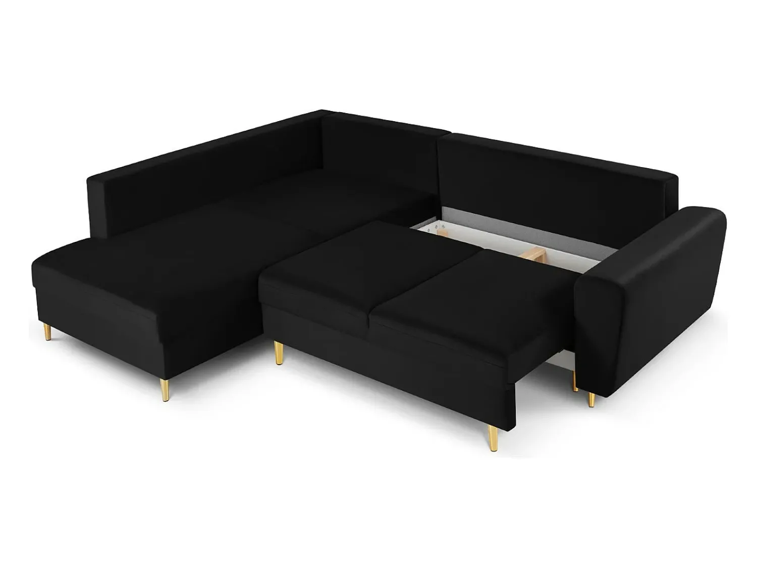 Cosmopolitan Design - Sofá convertível de canto esquerdo com caixa de arrumação "Kyoto" 5 lugares em veludo - 243x194x88cm^ Sofá