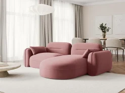 Sofá*Cosmopolitan Design - Sofá modular de canto direito "Sydney" 3 lugares em veludo salmão - 230x165x70cm Rosa claro