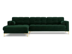 Discount Cosmopolitan Design - Sofá de canto esquerdo "Bali" 5 lugares em veludo verde garrafa - 293x185x75cm Verde pinho