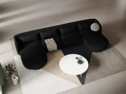 Sofá*Cosmopolitan Design - Sofá panorâmico "Tulum" 5 lugares em veludo - 330x156x70cm Preto