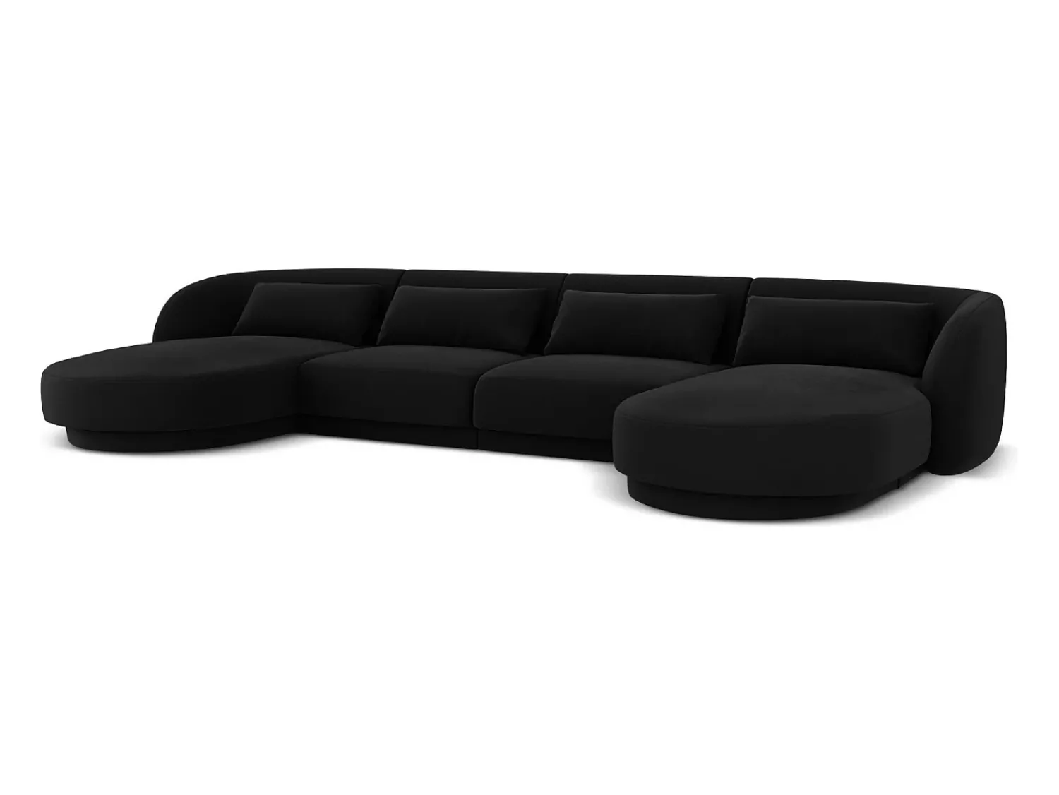 Sofá*Cosmopolitan Design - Sofá panorâmico "Tulum" 5 lugares em veludo - 330x156x70cm Preto