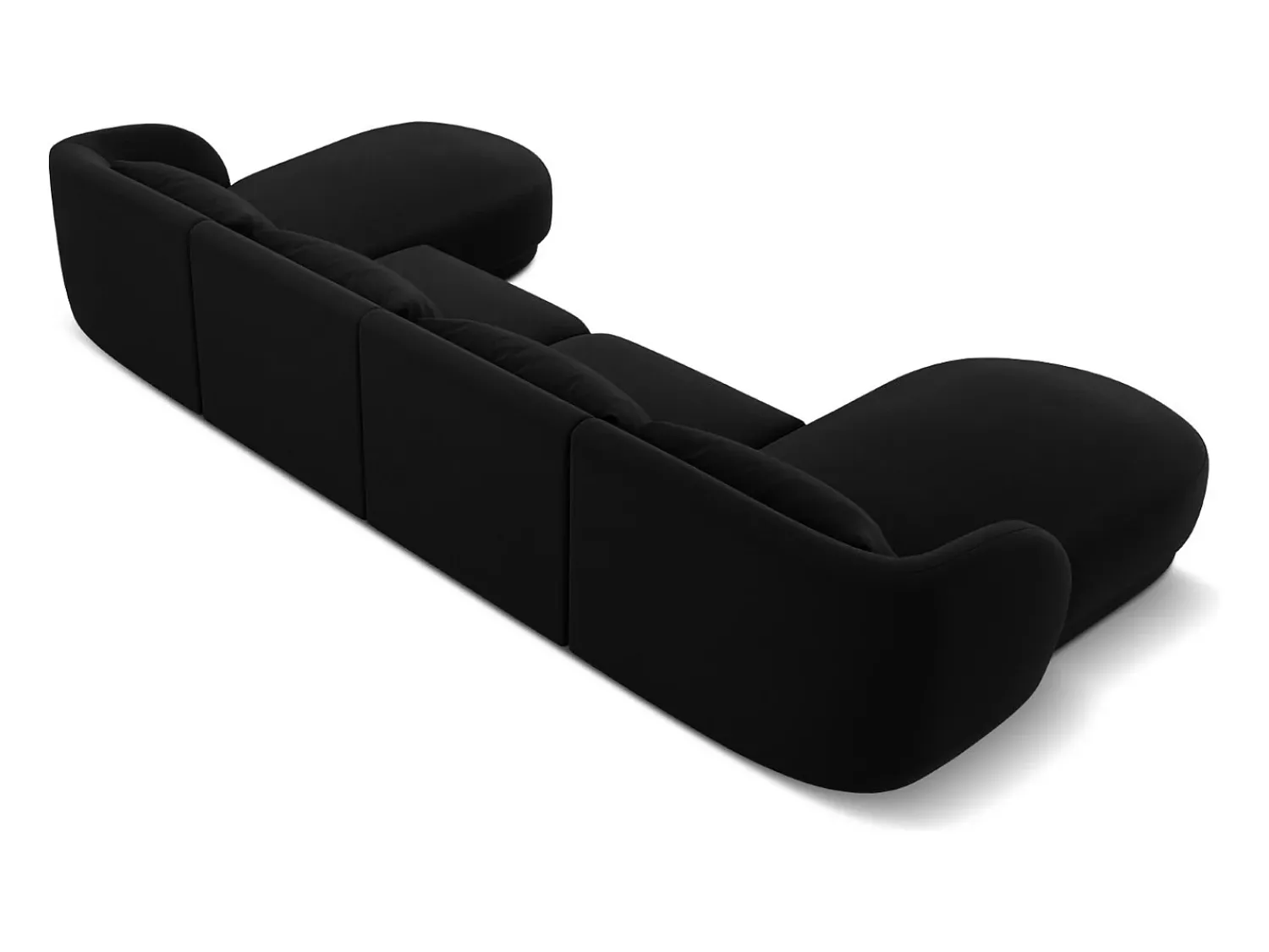 Sofá*Cosmopolitan Design - Sofá panorâmico "Tulum" 5 lugares em veludo - 330x156x70cm Preto