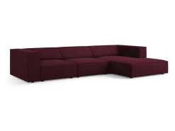 Sofá*Cosmopolitan Design - Sofá de canto direito "Arendal" 4 lugares em tecido chenille com efeito canelado rubi - 284x166x70cm Vermelho