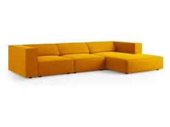Sofá|Cosmopolitan Design - Sofá de canto direito "Arendal" 4 lugares em veludo - 284x166x70cm Amarelo