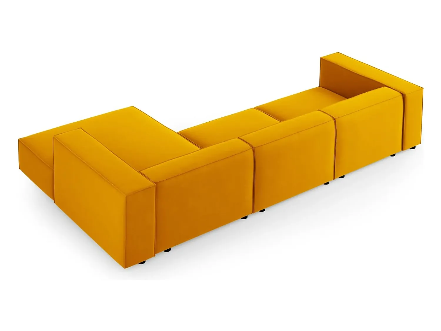 Sofá|Cosmopolitan Design - Sofá de canto direito "Arendal" 4 lugares em veludo - 284x166x70cm Amarelo