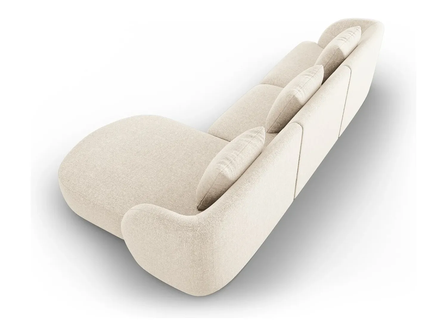 Cosmopolitan Design - Sofá de canto direito "Tulum" 4 lugares em tecido chenille claro - 255x156x70cm Bege
