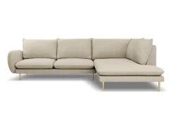 Sofá|Cosmopolitan Design - Sofá de canto direito "Vienna" 6 lugares em tecido estrutural - 275x185x95cm Bege