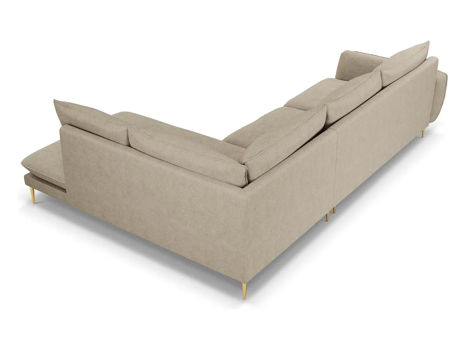 Sofá|Cosmopolitan Design - Sofá de canto direito "Vienna" 6 lugares em tecido estrutural - 275x185x95cm Bege