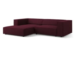 Sofá*Cosmopolitan Design - Sofá de canto esquerdo "Arendal" 3 lugares em tecido chenille com efeito canelado rubi - 224x166x70cm Vermelho
