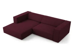 Sofá*Cosmopolitan Design - Sofá de canto esquerdo "Arendal" 3 lugares em tecido chenille com efeito canelado rubi - 224x166x70cm Vermelho