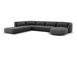 Sofá|Cosmopolitan Design - Sofá de canto panorâmico à esquerda "Tulum" 6 lugares em veludo cinza - 330x255x70cm Cinzento